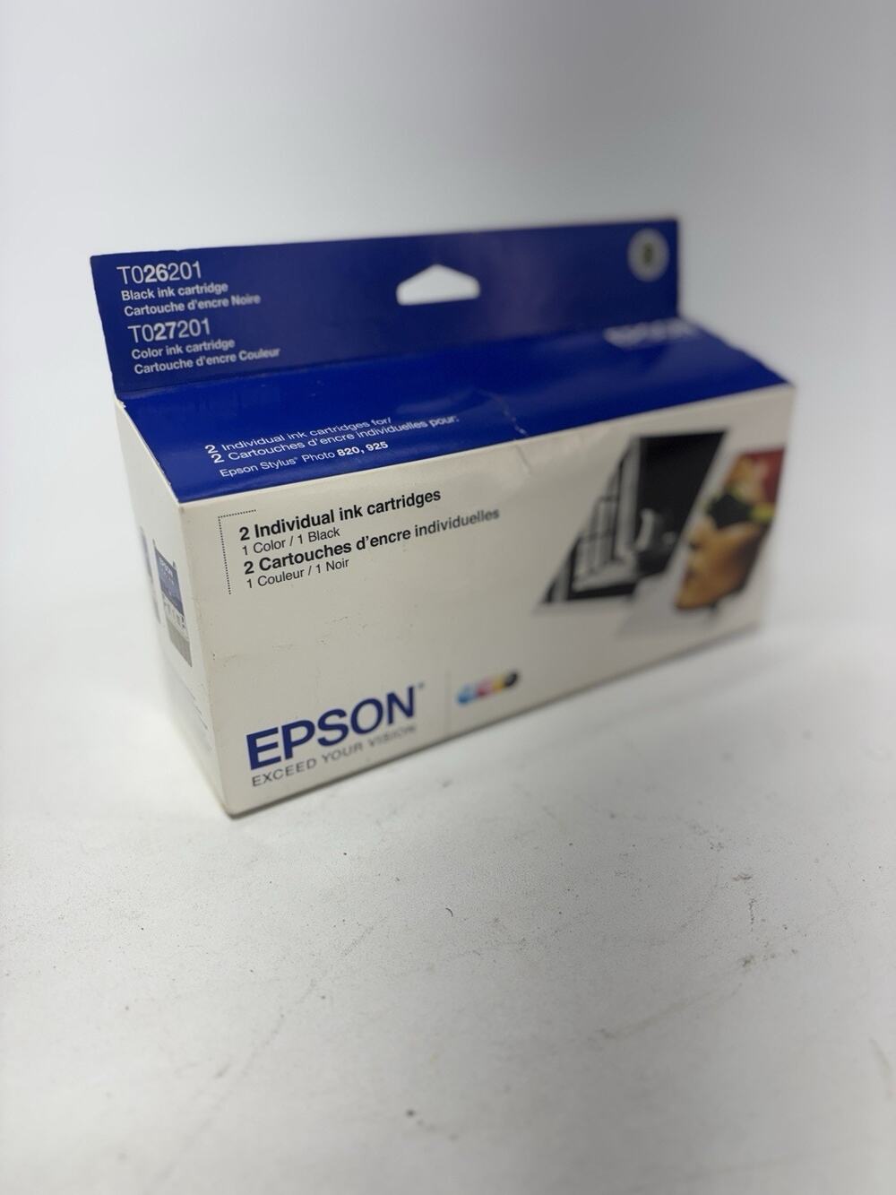 Epson T026201 T027201 Ink Cartridges Black Color Stylus Photo 820 925 New 2 Pack